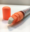Image of bold tip Caution Orange Safety Marker from Chalk Ink with cap removed to show 15mm tip size