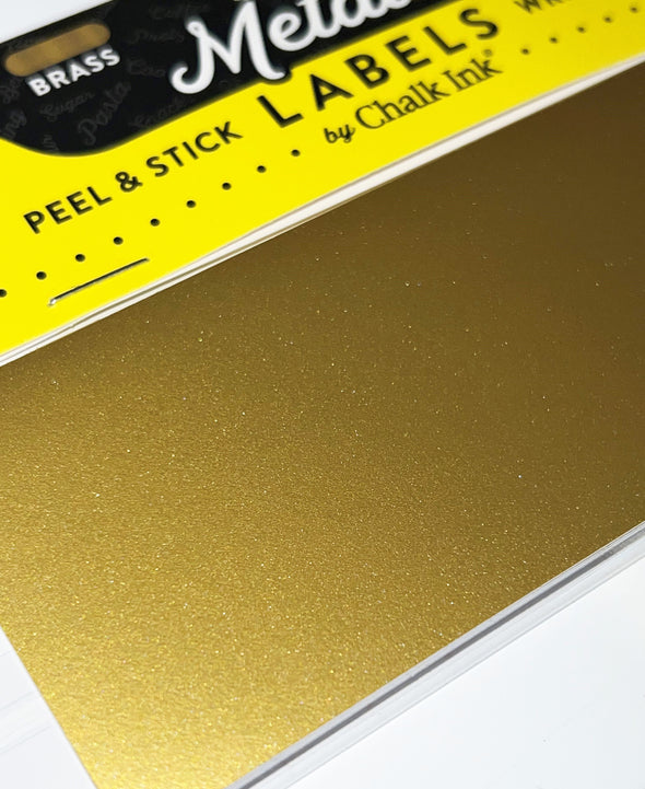 Metallic Brass Color Peel & Stick Rectangle Writeable Labels 5 Pack