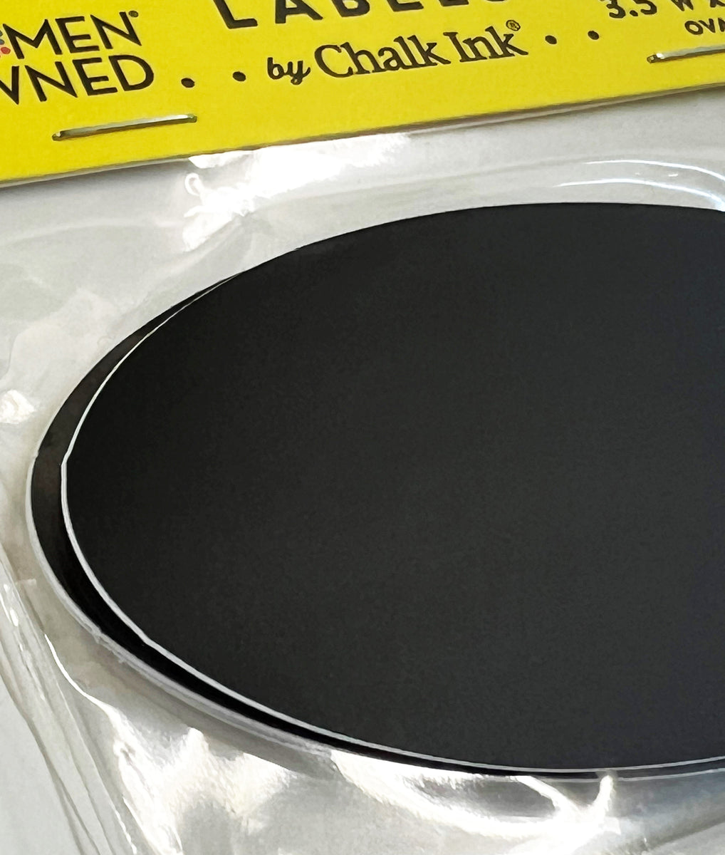Expressly Hubert® Black Oval Chalkboard Labels - 3L x 2H