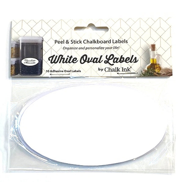 White Oval Peel & Stick Chalkboard Writeable Labels 10 Pack