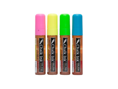 Image of the product 15mm Bold Tip Fluorescent 4 Pack of Chalk Ink wet wipe liquid chalk markers