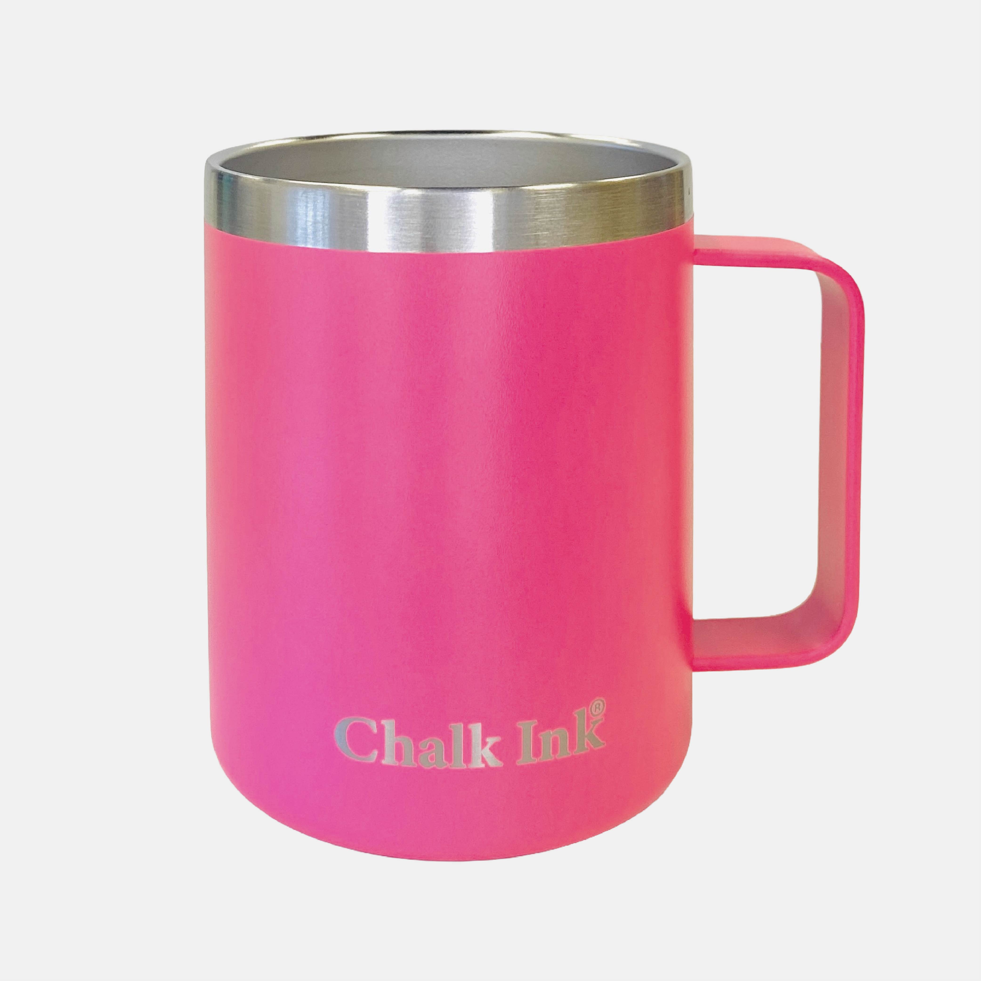 12 oz. Chalk Ink Hot Pink Travel Mug with Clear Slider Lid
