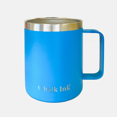12 oz. Chalk Ink Ocean Blue Travel Mug with Clear Slider Lid