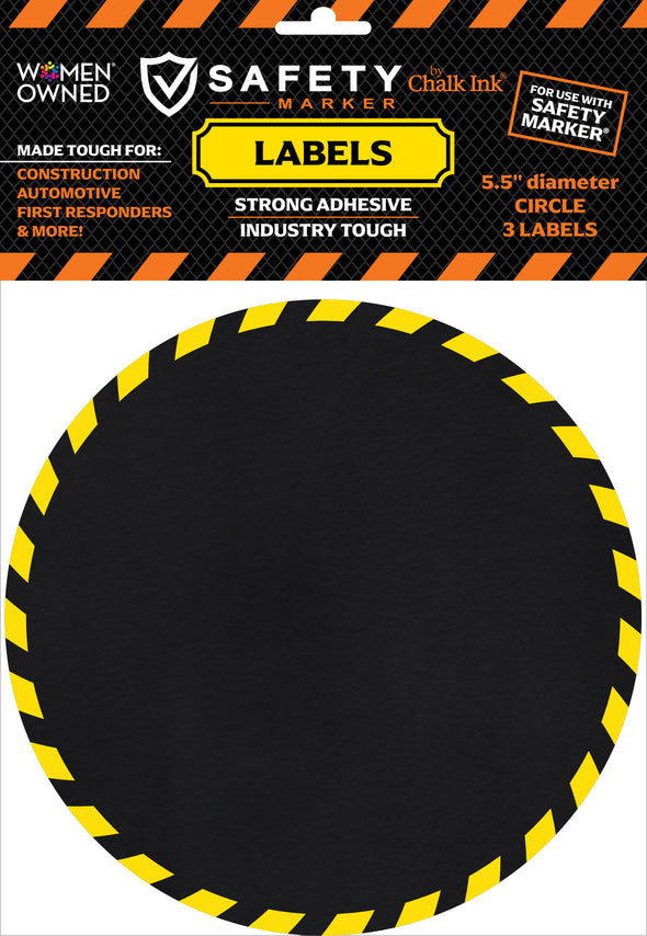 Chalk Ink® Adhesive Writable Safety Label Circle Shape 3 Pack