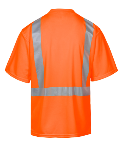MAX406 Class 2 Safety Orange Moisture Wicking Black Bottom High Visibility Short Sleeve T-shirt