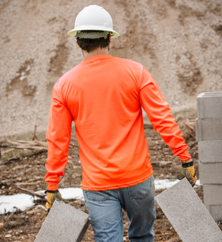 MAX453 Hi-Viz Moisture Wicking Long Sleeve T-shirt Safety Orange