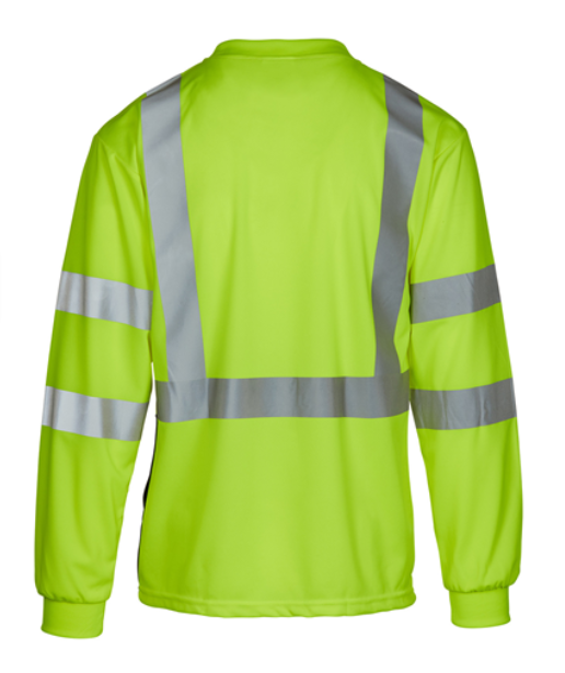 MAX455 Class 3 Safety Green Moisture Wicking Short Black Bottom Long Sleeve T-shirt