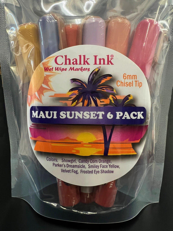 Closeup product image of Chalk ink liquid chalk marker variety pack of Maui sunset inspired colored markers