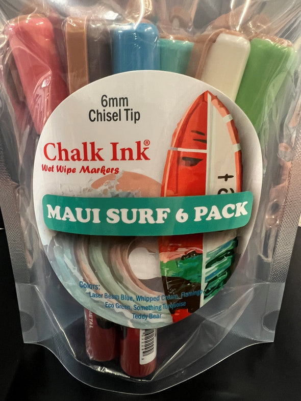 6mm Maui Surf Set of 6 Wet Wipe Markers
