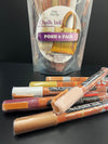 Closeup product image of fine tip chalk ink liquid chalk markers in posh colors laying on black table in front of chalk ink posh pack packaging