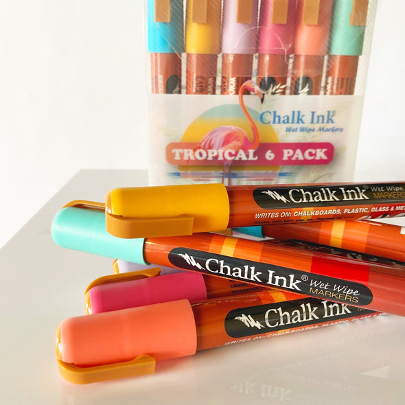 6mm Tropical Pack Set of 6 Wet Wipe Markers