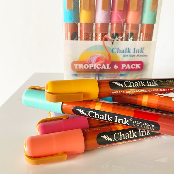 6mm Tropical Pack Set of 6 Wet Wipe Markers