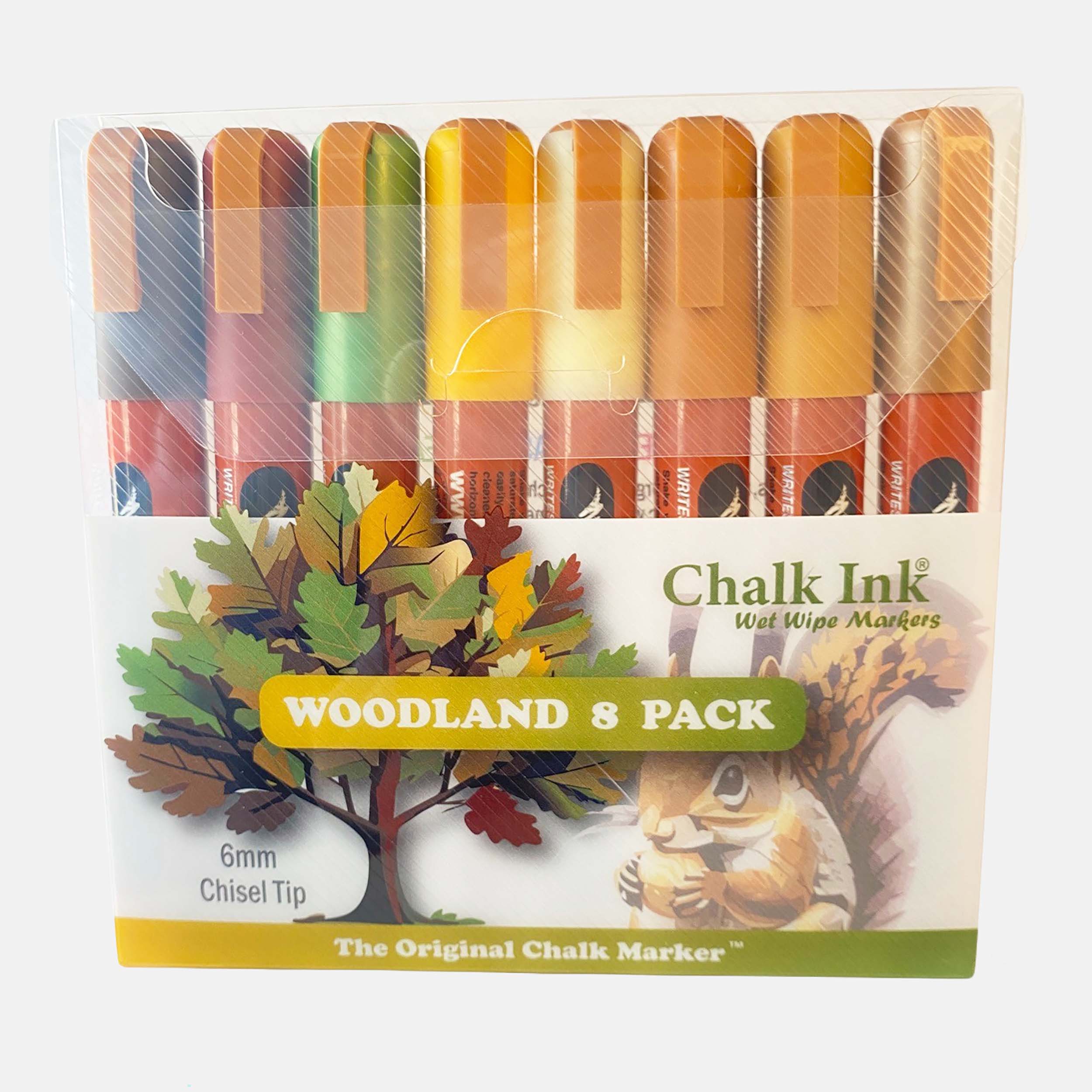 Woodland Set of 8 Chalk Markers Wet Wipe - 6mm at Chalk Ink