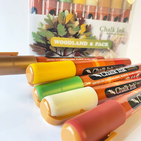 Woodland Set of 8 Chalk Markers Wet Wipe - 6mm at Chalk Ink