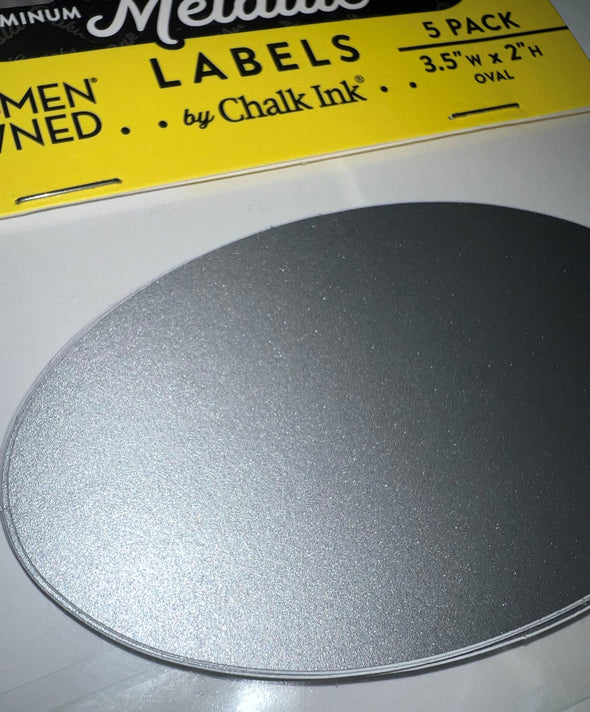 Metallic Aluminum Color Peel & Stick Oval Writeable Labels 5 Pack