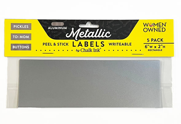 Metallic Aluminum Color Peel & Stick Rectangle Writeable Labels 5 Pack