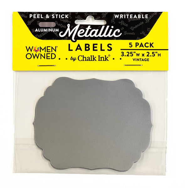 Metallic Aluminum Color Peel & Stick Vintage Writeable Labels 5 Pack