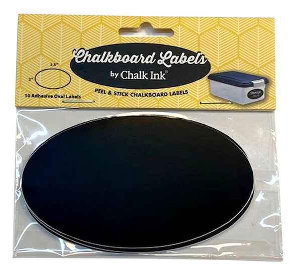Black Oval Peel & Stick Chalkboard Writeable Labels 10 Pack