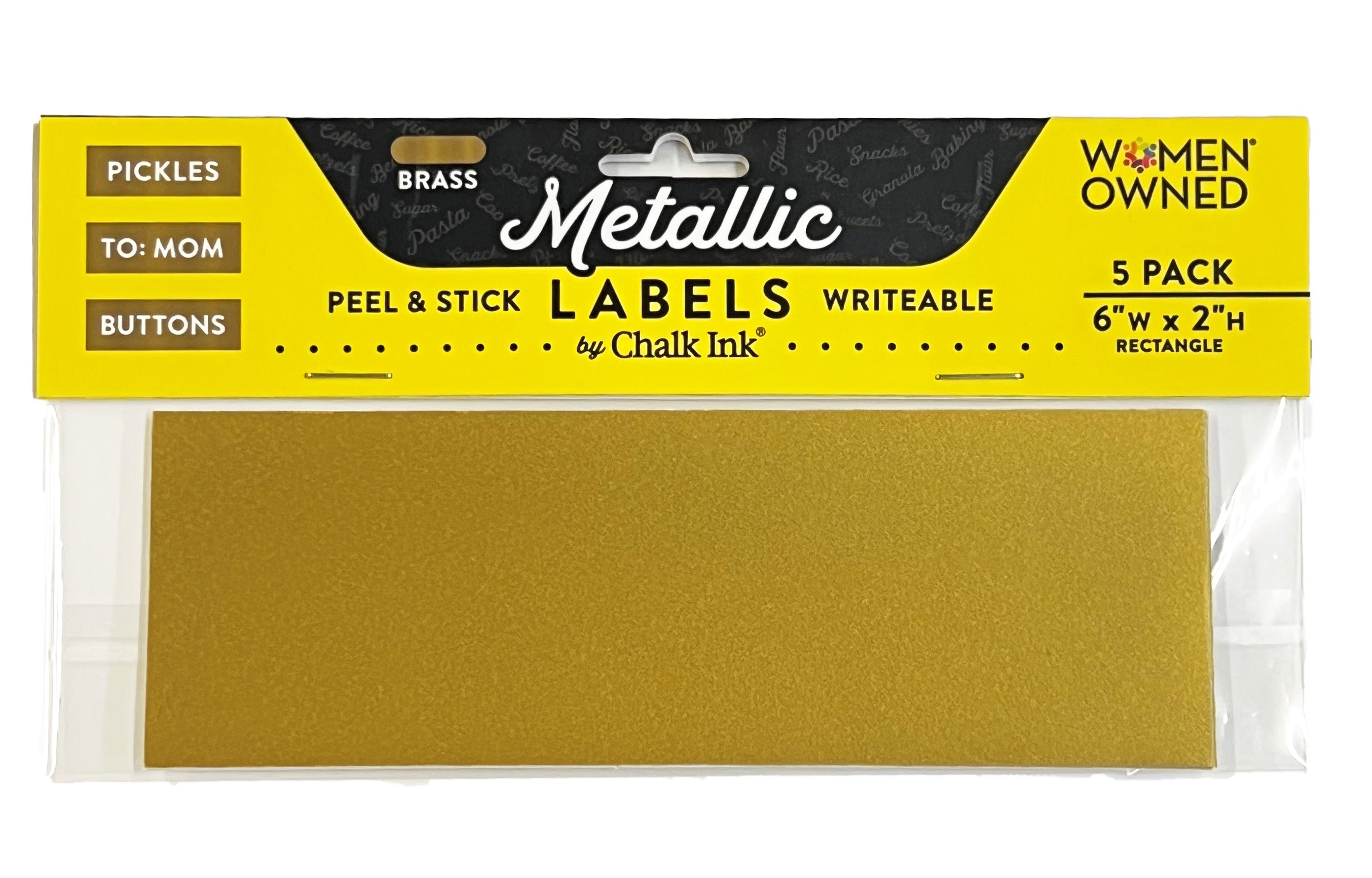 Metallic Brass Color Peel & Stick Rectangle Writeable Labels 5 Pack