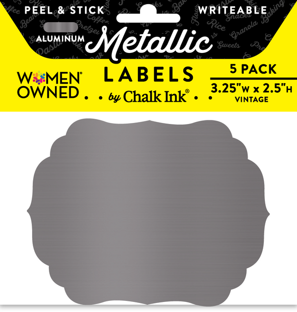 Metallic Aluminum Color Peel & Stick Vintage Writeable Labels 5 Pack