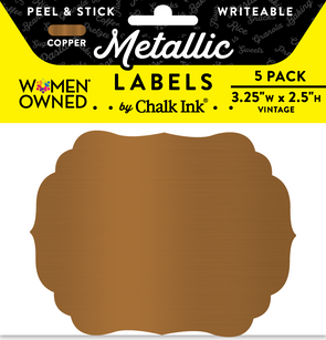 Metallic Copper Color Peel & Stick Vintage Writeable Labels 5 Pack