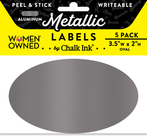 Metallic Aluminum Color Peel & Stick Oval Writeable Labels 5 Pack