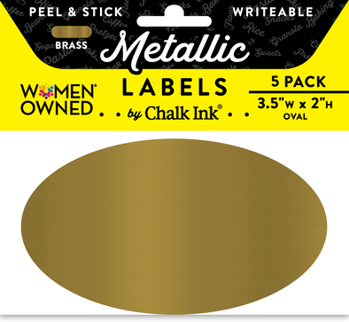 Metallic Brass Color Peel & Stick Oval Writeable Labels 5 Pack