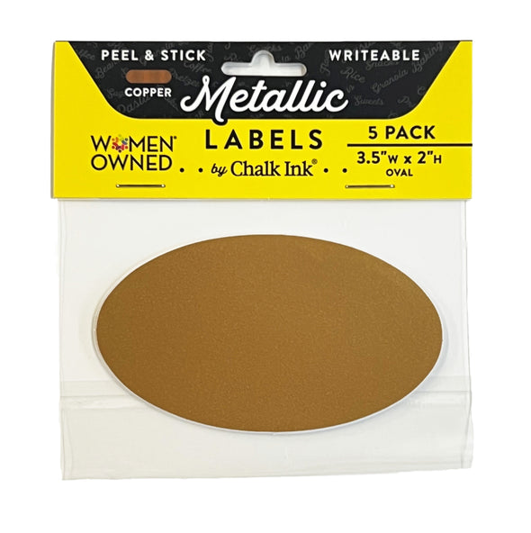 Metallic Copper Color Peel & Stick Oval Writeable Labels 5 Pack