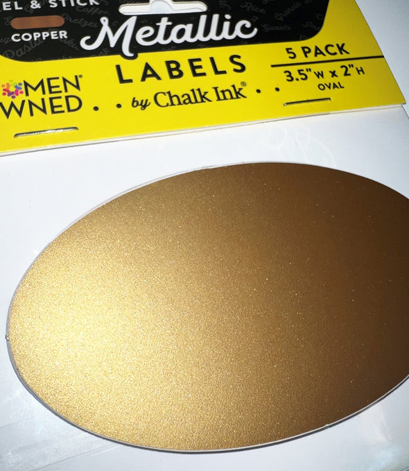 Metallic Copper Color Peel & Stick Oval Writeable Labels 5 Pack