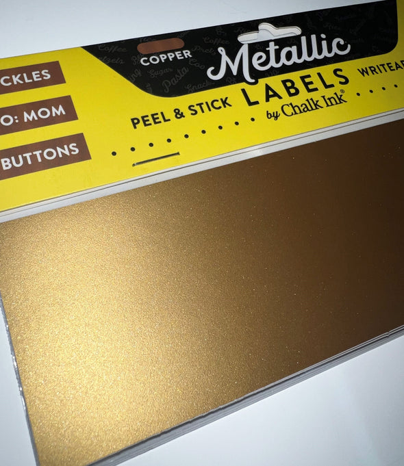 Metallic Copper Color Peel & Stick Rectangle Writeable Labels 5 Pack