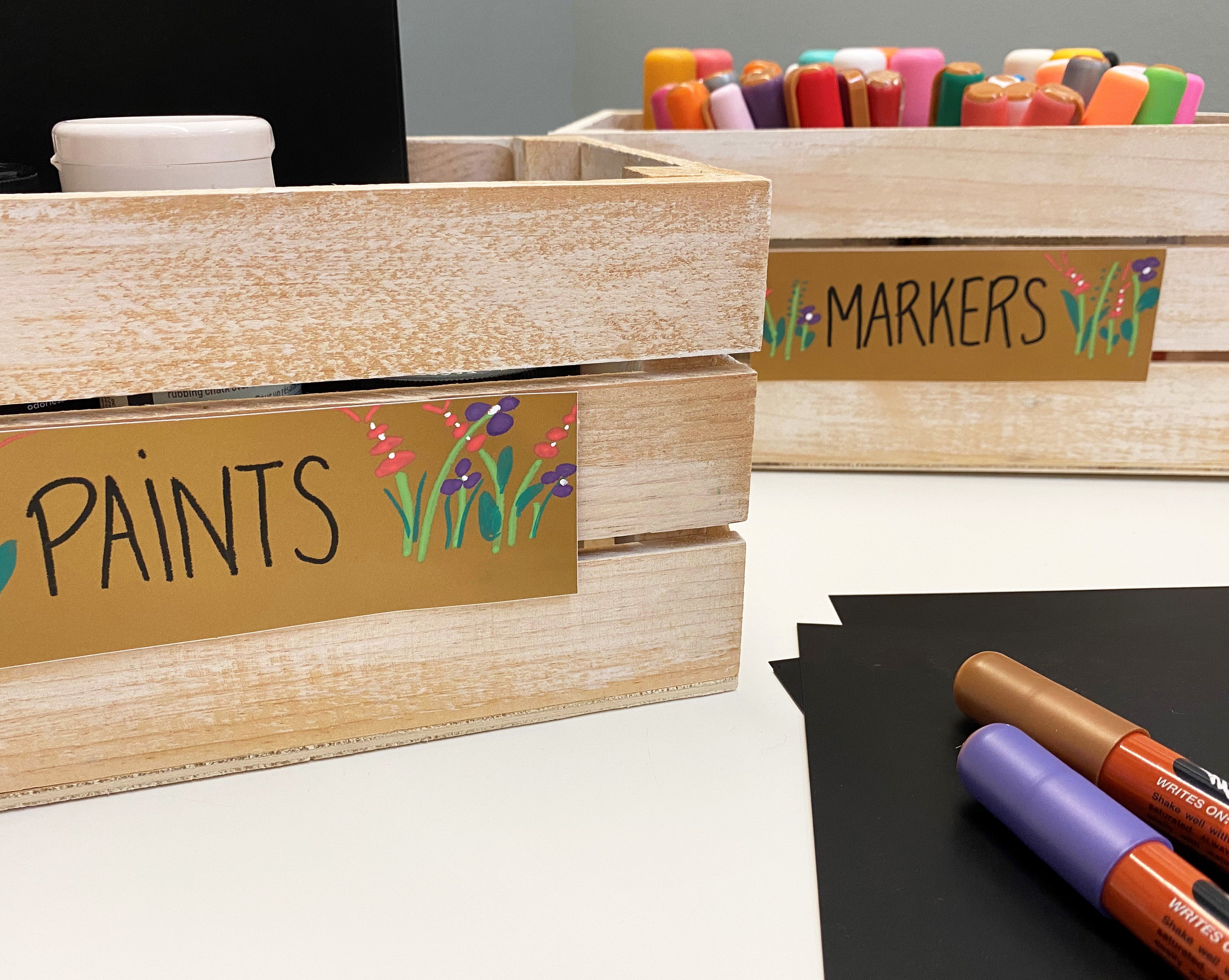 Metallic Copper Color Peel & Stick Rectangle Writeable Labels 5 Pack