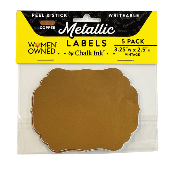 Metallic Copper Color Peel & Stick Vintage Writeable Labels 5 Pack