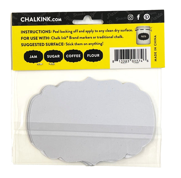 Black Peel & Stick Fancy Oval Writeable Labels 5 Pack