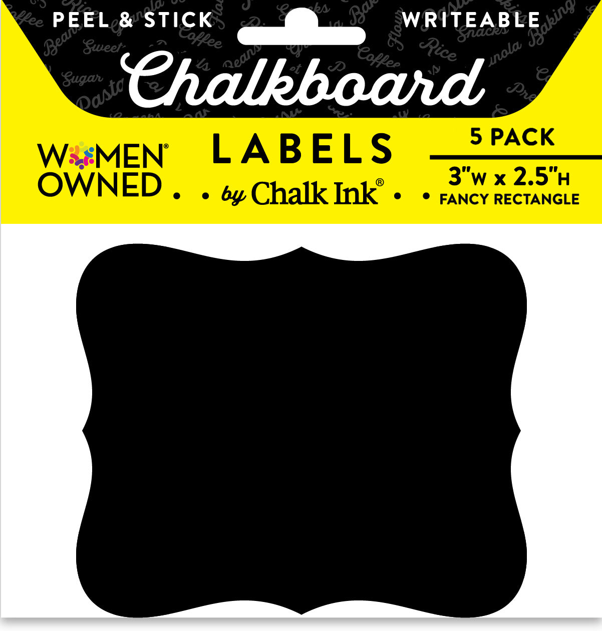 Assorted Chalkboard Label Stickers, Fancy Border, 5-Piece