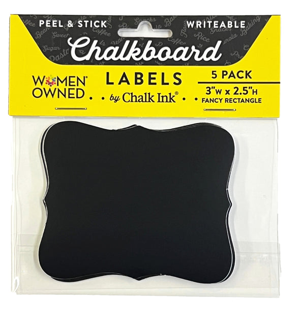 Black Peel & Stick Fancy Rectangle Writeable Labels 5 Pack