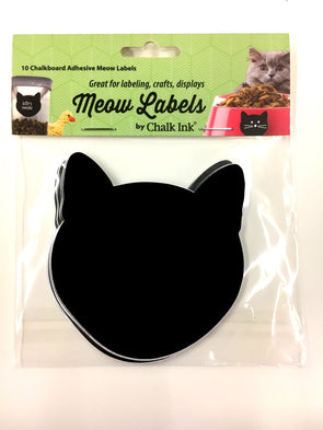 Black Meow Peel & Stick Chalkboard Writeable Cat Labels 10 Pack