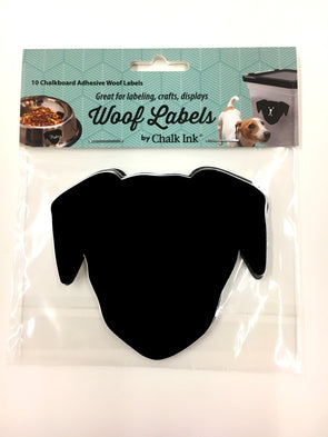 Black Woof Peel & Stick Chalkboard Writeable Dog Labels 10 Pack