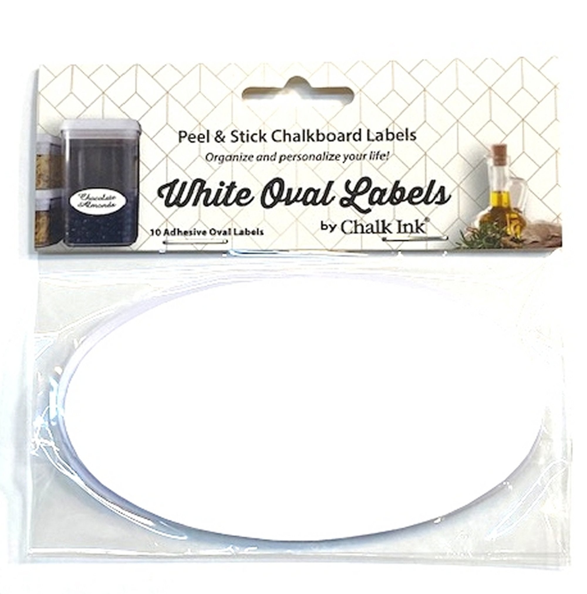 White Oval Peel & Stick Chalkboard Writeable Labels 10 Pack