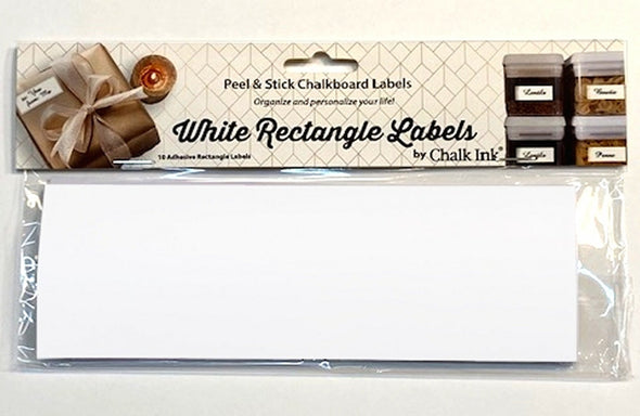 White Rectangle Peel & Stick Chalkboard Writeable Labels 10 Pack