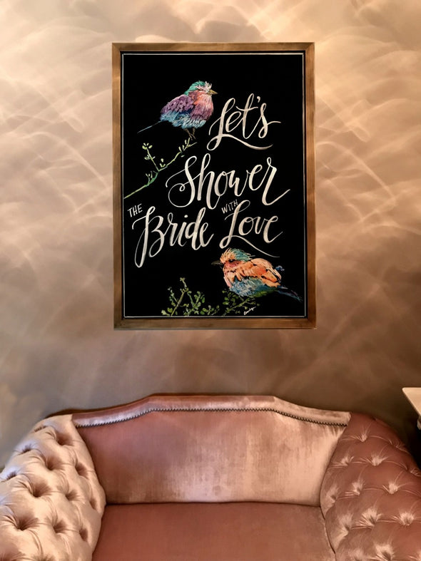 Image of Chalk Ink chalkboard with bridal shower artwork using Chalk Ink 6mm Astroturf Green marker