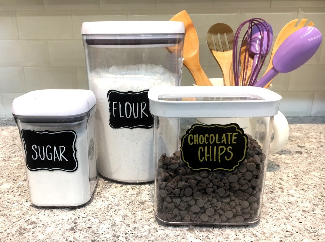 Kitchen Jar Pen Chalk Glass, White Marker Stickers Jars